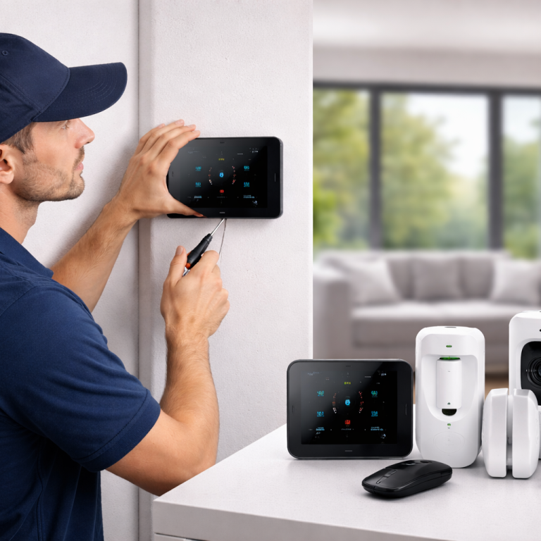 Person Installiert Sicherheitssystem